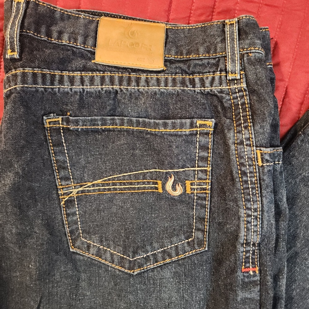 E34 LAPCO FR Mens Flame Resistant Work Jeans Dark Wash Denim 44x30 P-INDM10